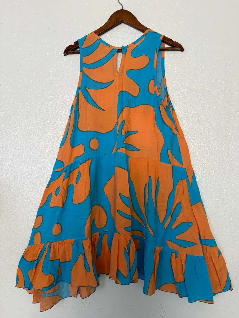 Diva Turquoise & Orange Abstract A-Line Sundress women’s size M